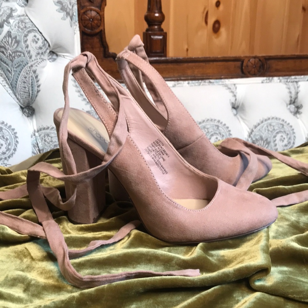 Lace-Up Nude Heels